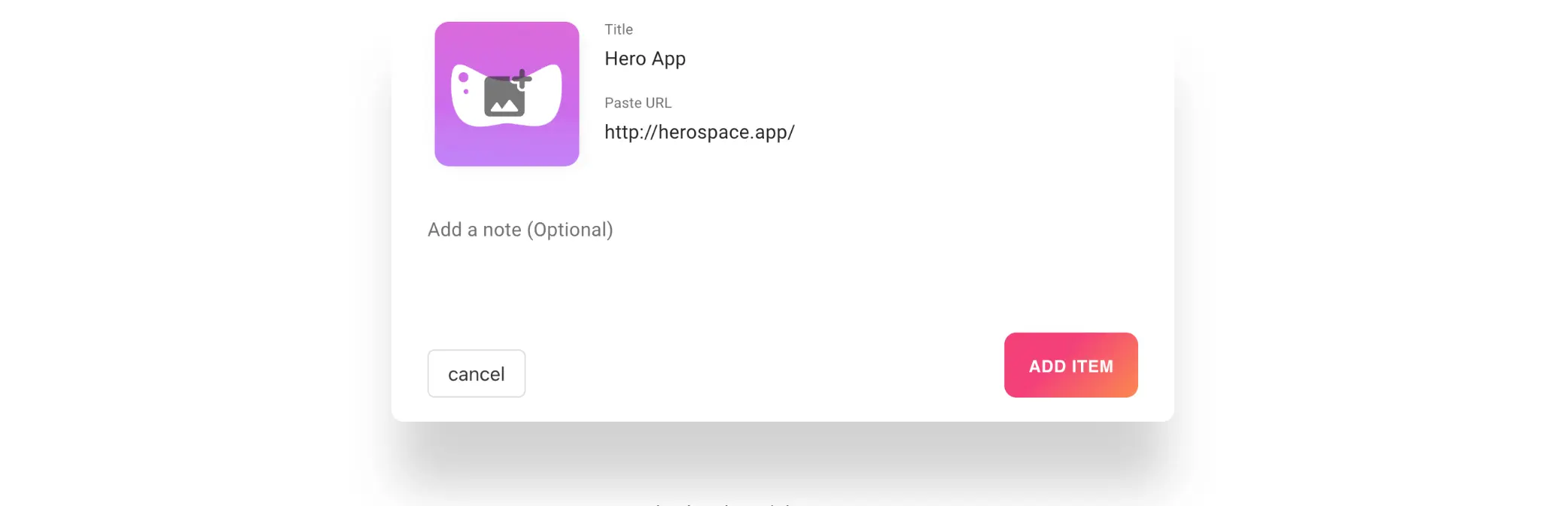 Screenshot of Hero's Create a Space page