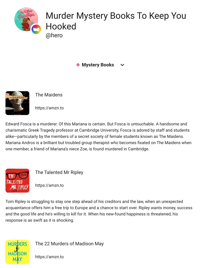 Display of Multiple Lists of Links in Hero